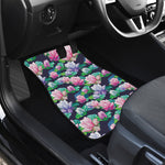 Vintage Lotus Floral Print Front and Back Car Floor Mats