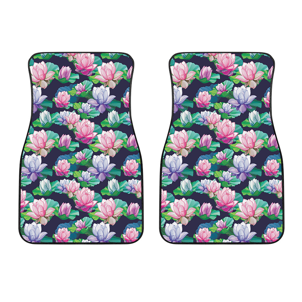 Vintage Lotus Floral Print Front Car Floor Mats