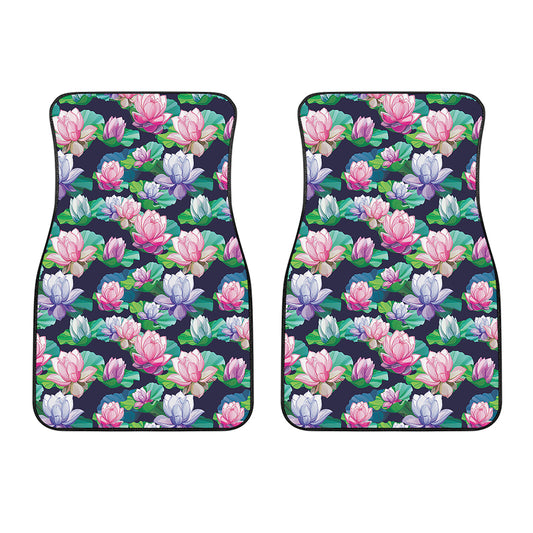 Vintage Lotus Floral Print Front Car Floor Mats