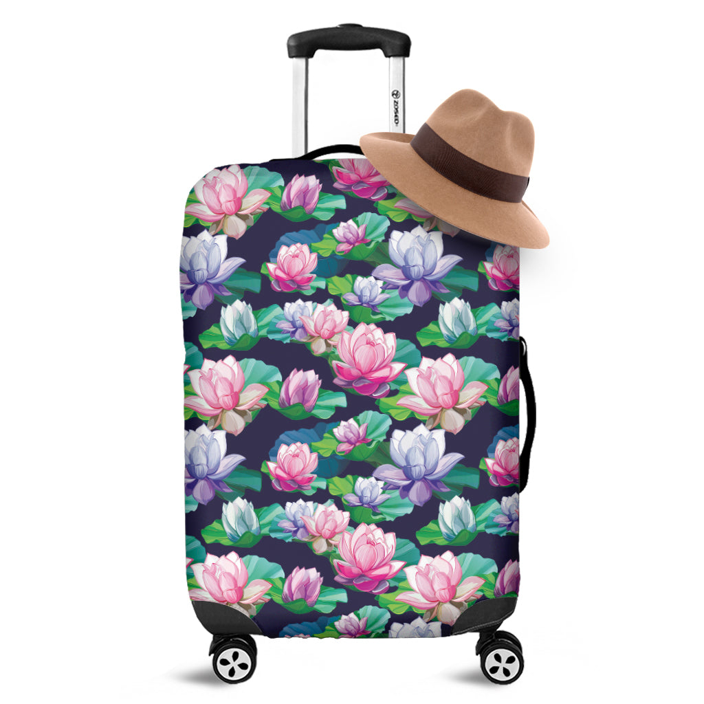 Vintage Lotus Floral Print Luggage Cover