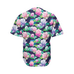 Vintage Lotus Floral Print Men's Baseball Jersey