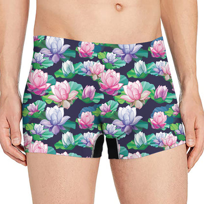 Vintage Lotus Floral Print Men's Boxer Briefs