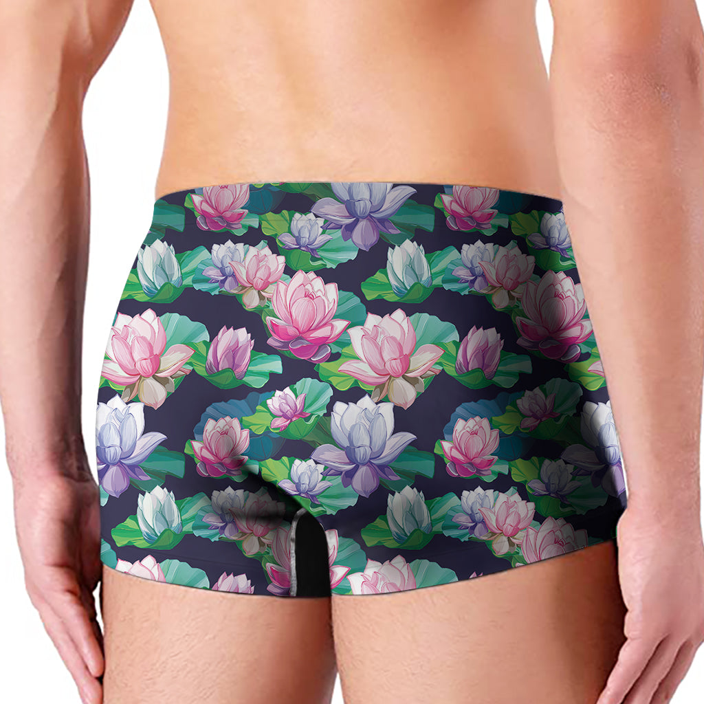Vintage Lotus Floral Print Men's Boxer Briefs