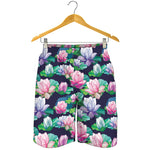 Vintage Lotus Floral Print Men's Shorts
