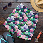 Vintage Lotus Floral Print Men's Shorts