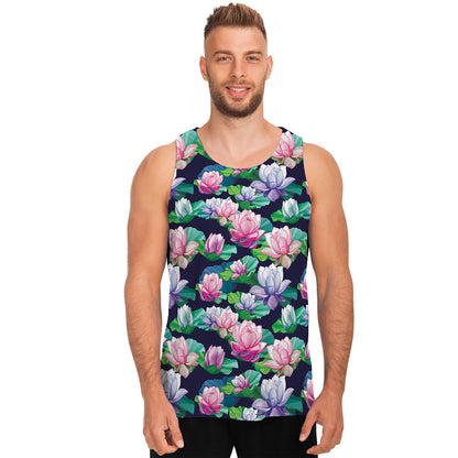 Vintage Lotus Floral Print Men's Tank Top