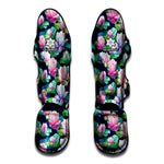 Vintage Lotus Floral Print Muay Thai Shin Guard