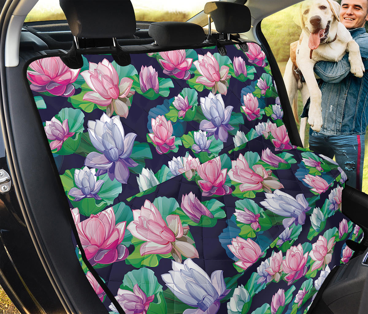 Vintage Lotus Floral Print Pet Car Back Seat Cover