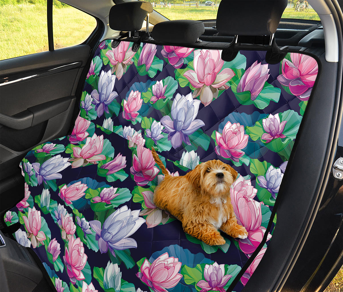 Vintage Lotus Floral Print Pet Car Back Seat Cover