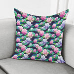 Vintage Lotus Floral Print Pillow Cover