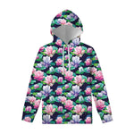 Vintage Lotus Floral Print Pullover Hoodie