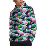 Vintage Lotus Floral Print Pullover Hoodie