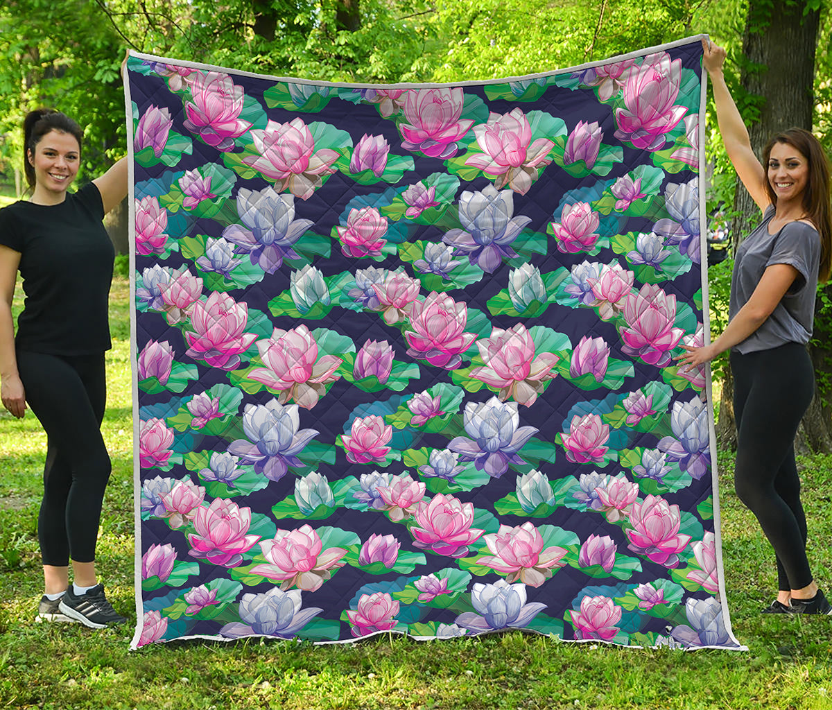 Vintage Lotus Floral Print Quilt