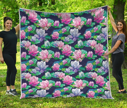 Vintage Lotus Floral Print Quilt