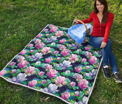 Vintage Lotus Floral Print Quilt