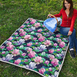 Vintage Lotus Floral Print Quilt