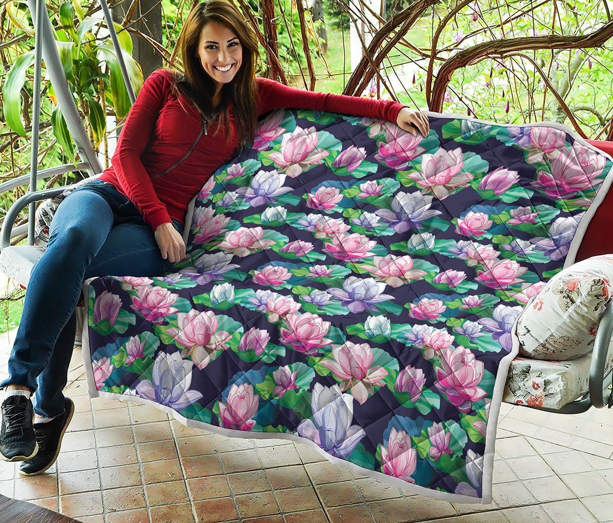Vintage Lotus Floral Print Quilt