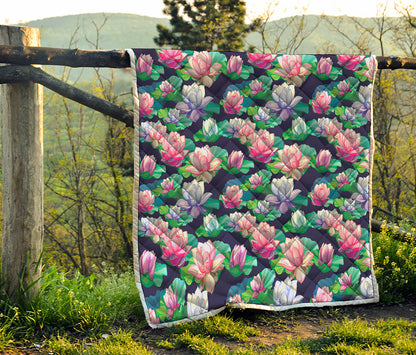 Vintage Lotus Floral Print Quilt