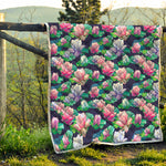 Vintage Lotus Floral Print Quilt