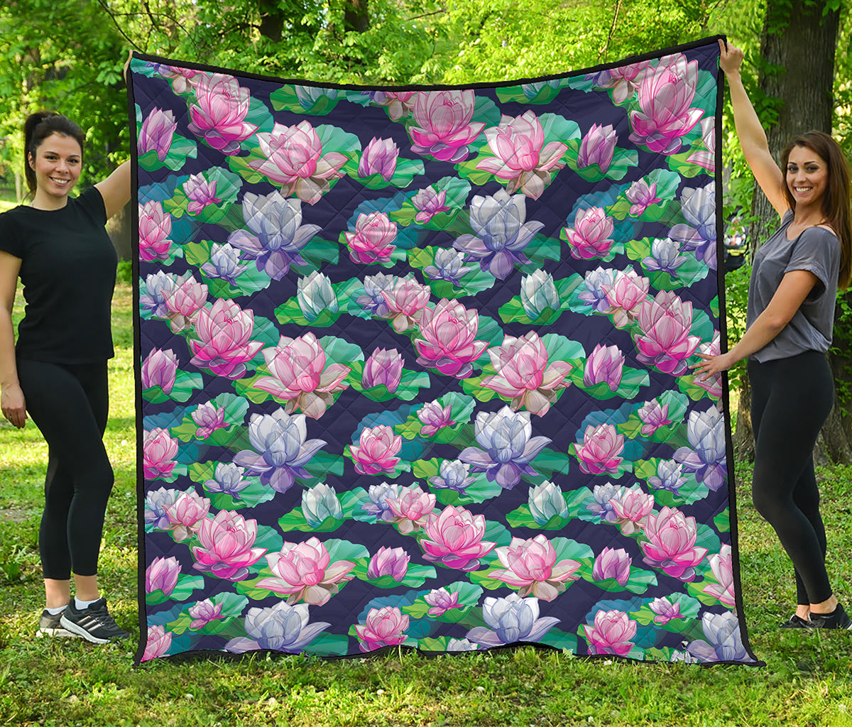 Vintage Lotus Floral Print Quilt