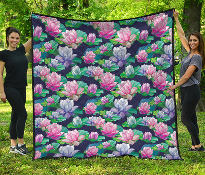 Vintage Lotus Floral Print Quilt