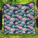 Vintage Lotus Floral Print Quilt