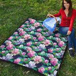 Vintage Lotus Floral Print Quilt