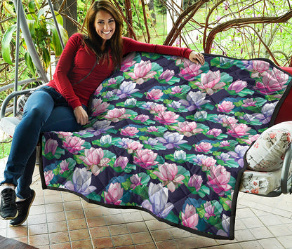 Vintage Lotus Floral Print Quilt