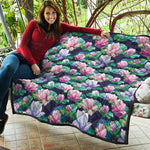 Vintage Lotus Floral Print Quilt