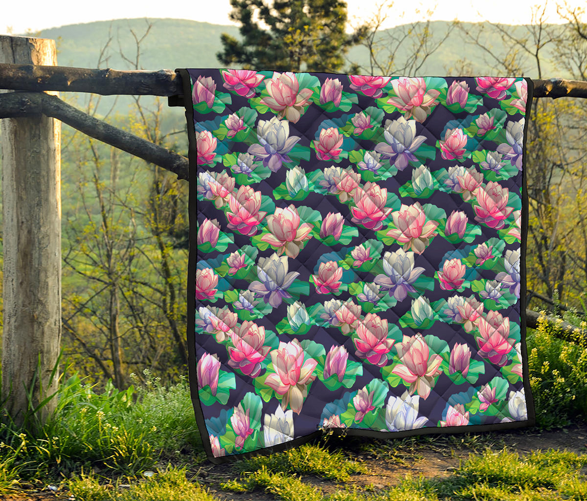 Vintage Lotus Floral Print Quilt