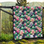 Vintage Lotus Floral Print Quilt