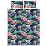 Vintage Lotus Floral Print Quilt Bed Set