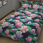 Vintage Lotus Floral Print Quilt Bed Set