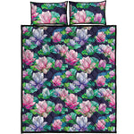 Vintage Lotus Floral Print Quilt Bed Set