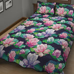 Vintage Lotus Floral Print Quilt Bed Set