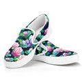Vintage Lotus Floral Print White Slip On Sneakers