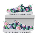 Vintage Lotus Floral Print White Running Shoes
