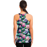 Vintage Lotus Floral Print Women's Racerback Tank Top