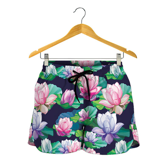 Vintage Lotus Floral Print Women's Shorts