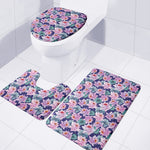 Vintage Lotus Flower Print 3 Piece Bath Mat Set