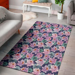 Vintage Lotus Flower Print Area Rug