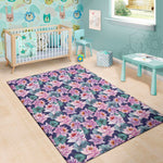 Vintage Lotus Flower Print Area Rug