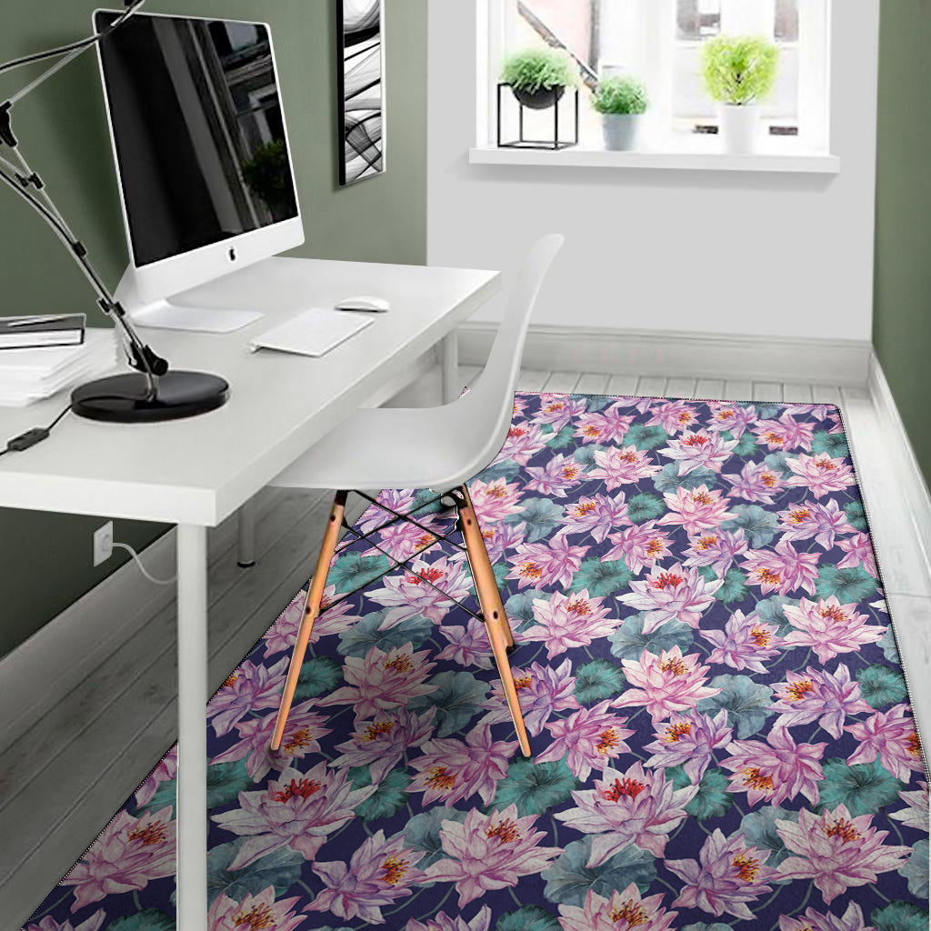 Vintage Lotus Flower Print Area Rug