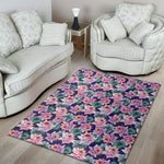 Vintage Lotus Flower Print Area Rug