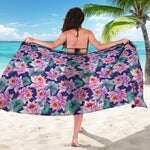 Vintage Lotus Flower Print Beach Sarong Wrap