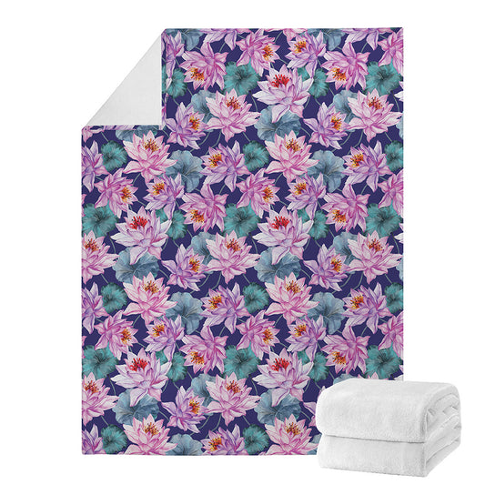 Vintage Lotus Flower Print Blanket