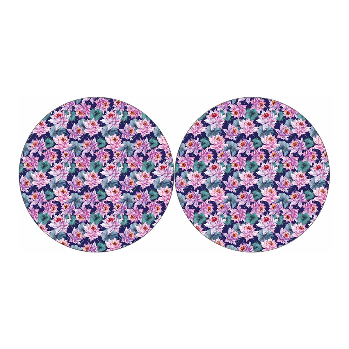 Vintage Lotus Flower Print Car Coasters