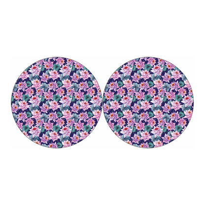 Vintage Lotus Flower Print Car Coasters