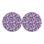 Vintage Lotus Flower Print Car Coasters