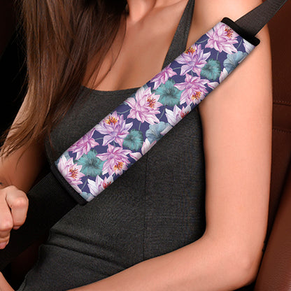 Vintage Lotus Flower Print Car Seat Belt Covers